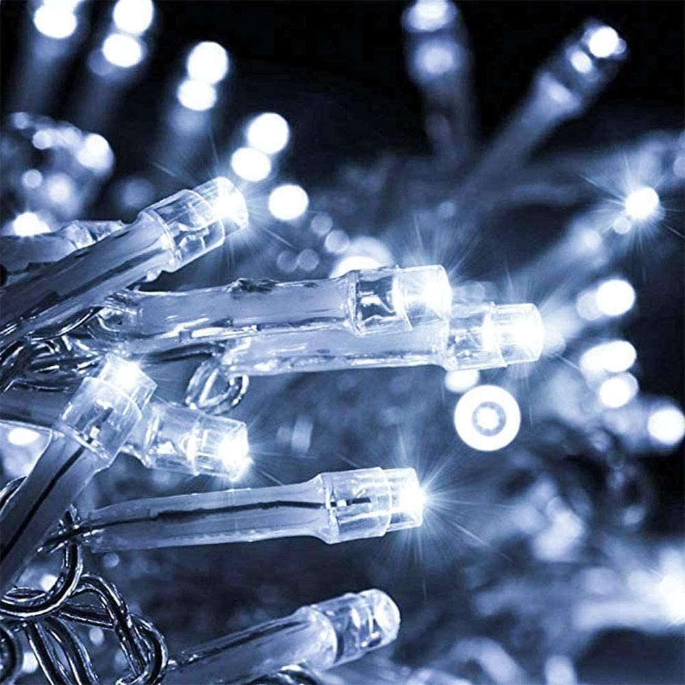 Rosnek LED-Lichterkette 7/12M, 8 Modi, dimmbar, wasserdicht, USB, für Weihnachten Terrasse, Timer; Fernbedienung;Geburtstag Hochzeit Korridor Weiß