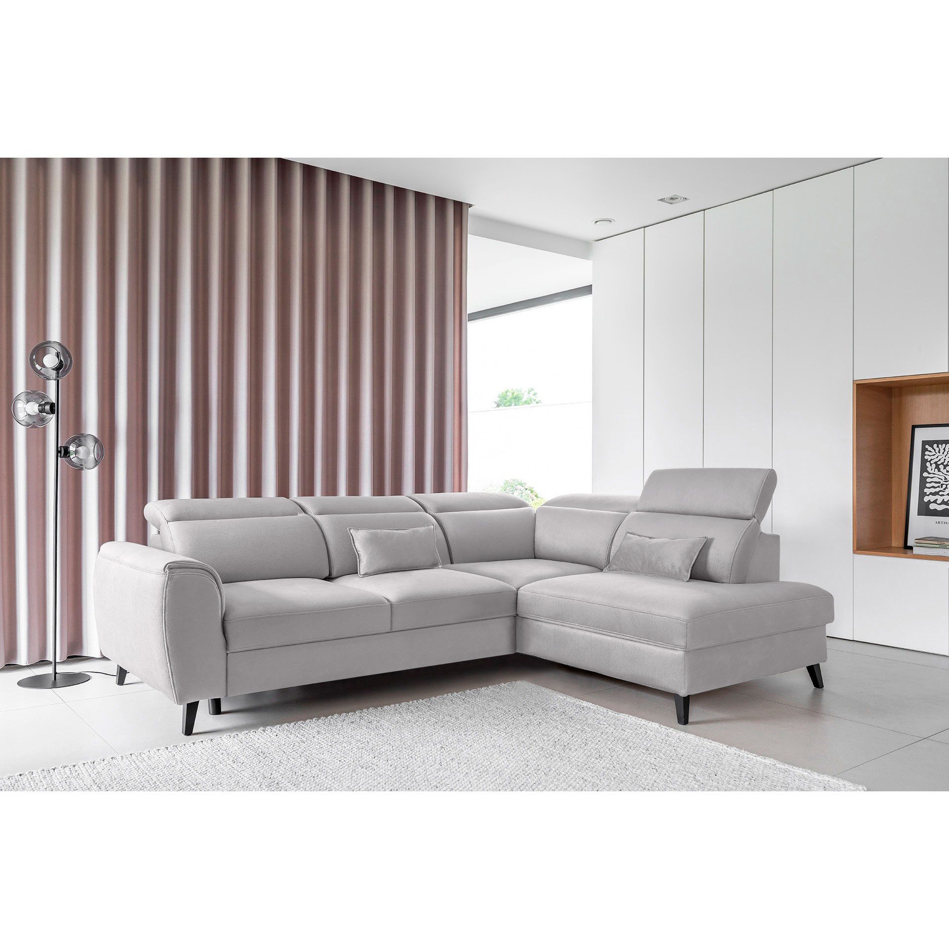 Myhomelando Ecksofa Noble, mit Schlaffunktion, Bettkasten und verstellbare Kopflehnen