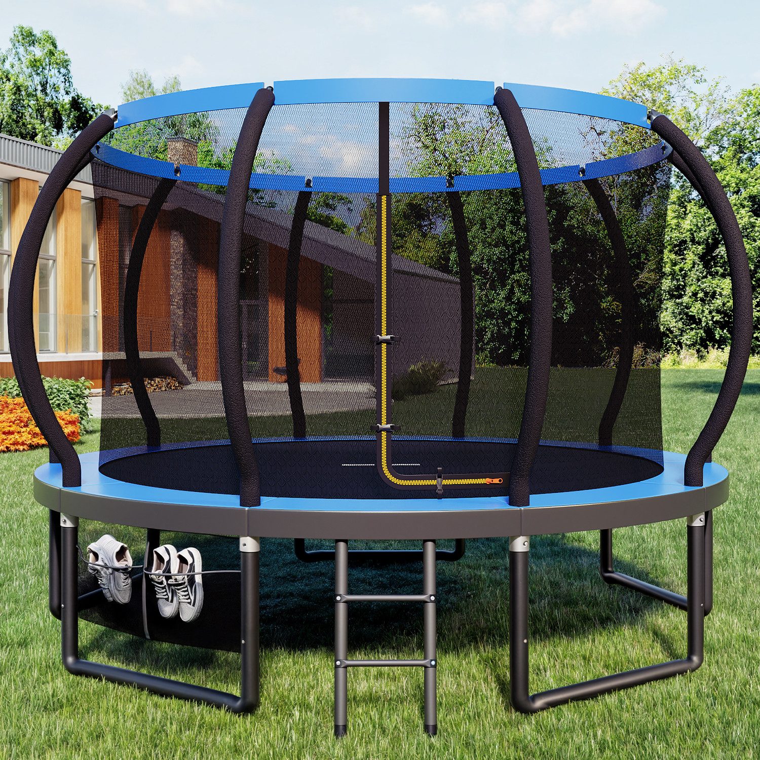 HOMALL Gartentrampolin Kindertrampolin Ø305/366, Gewicht 150kg, Ø 366 cm, (228 cm, Ø 228/305/366/427 cm, mit Sicherheitsnetz und Leiter, 360° Schutzgitter)