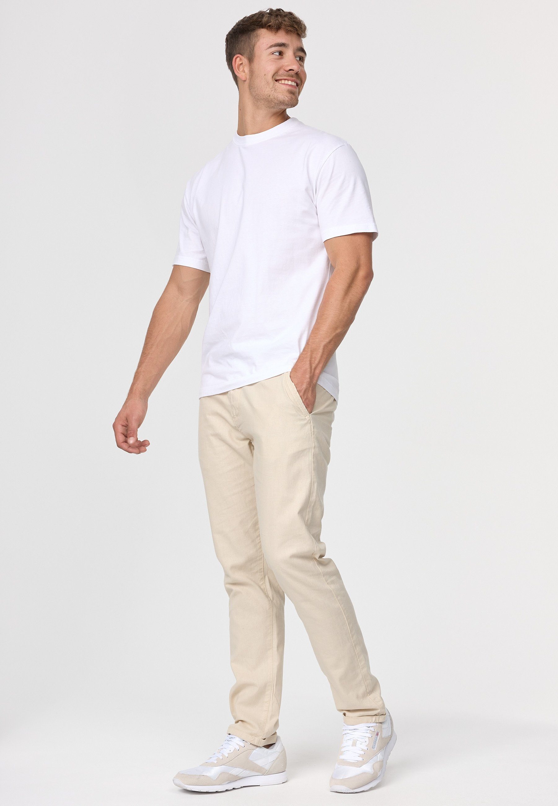 Indicode Leinenhose Herren Bryne Sommerhose Leinen Herrenhose mit 4 Taschen, Leinen,- Baumwollgemisch