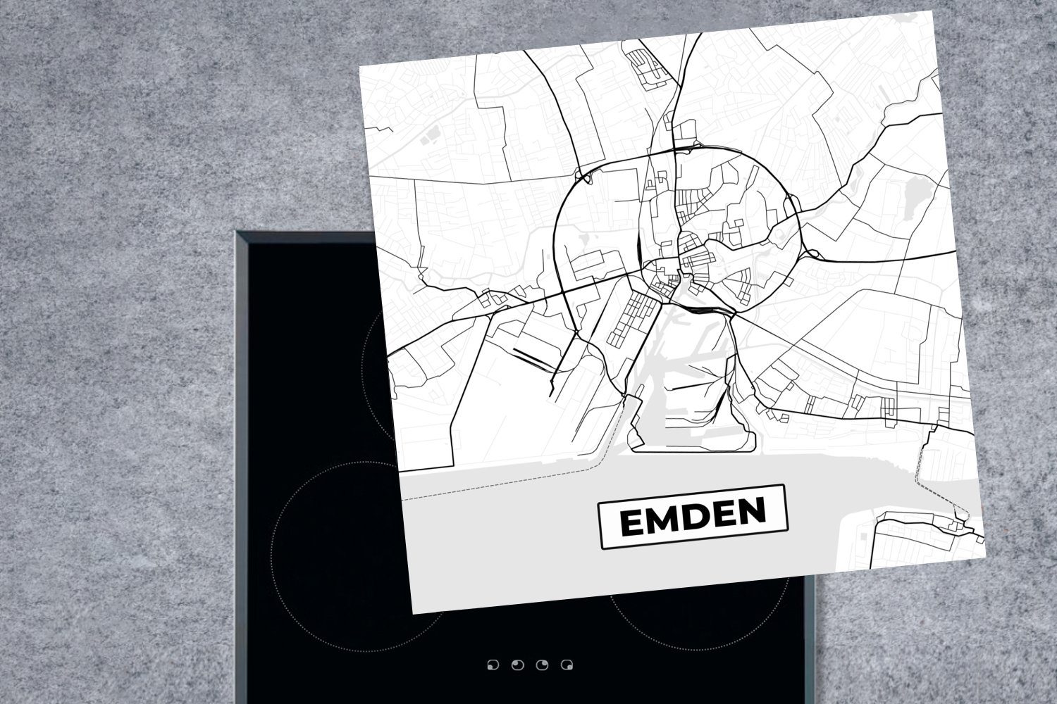 Emden Herdblende-/Abdeckplatte (1 MuchoWow Stadtplan - Ceranfeldabdeckung, Karte Wegbeschreibung, 78x78 cm, für - Vinyl, - tlg), küche Arbeitsplatte