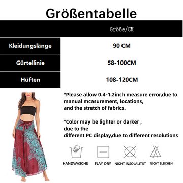 B.X Strandkleid Damen fließendem Bindegürtel Sommer Boho-Gypsy-2-in-1-Strandrock Hoch taillierter unregelmäßiger Blumen-Maxirock elastischer Taille