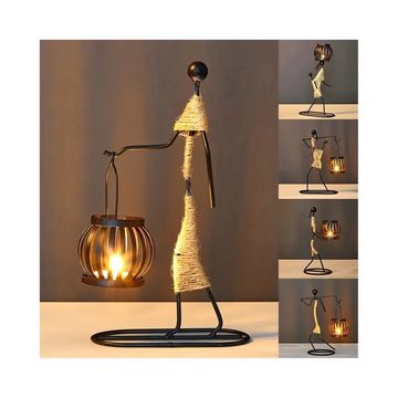 COFI 1453 Kerzenständer Dekorativer kleiner Kerzenständer aus Metall ART DECO Afrika Modell A