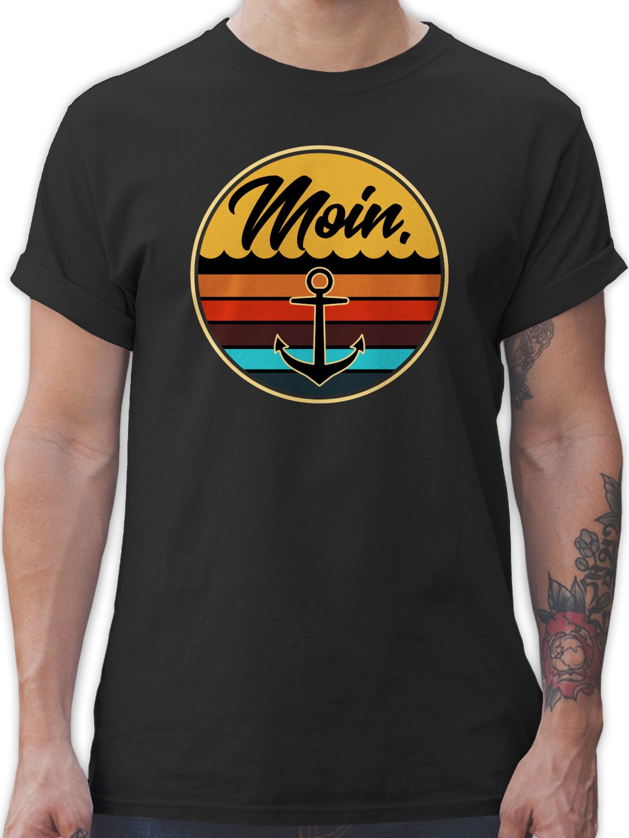 Shirtracer T-Shirt Moin Retro Badge Sprüche Statement 02 Schwarz | T-Shirts