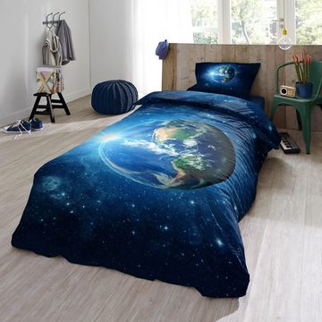 Kinderbettwäsche Earth Blau Trendy Bedding, ESPiCO, Renforcé, 2 teilig, Weltall, Planeten, Sonne
