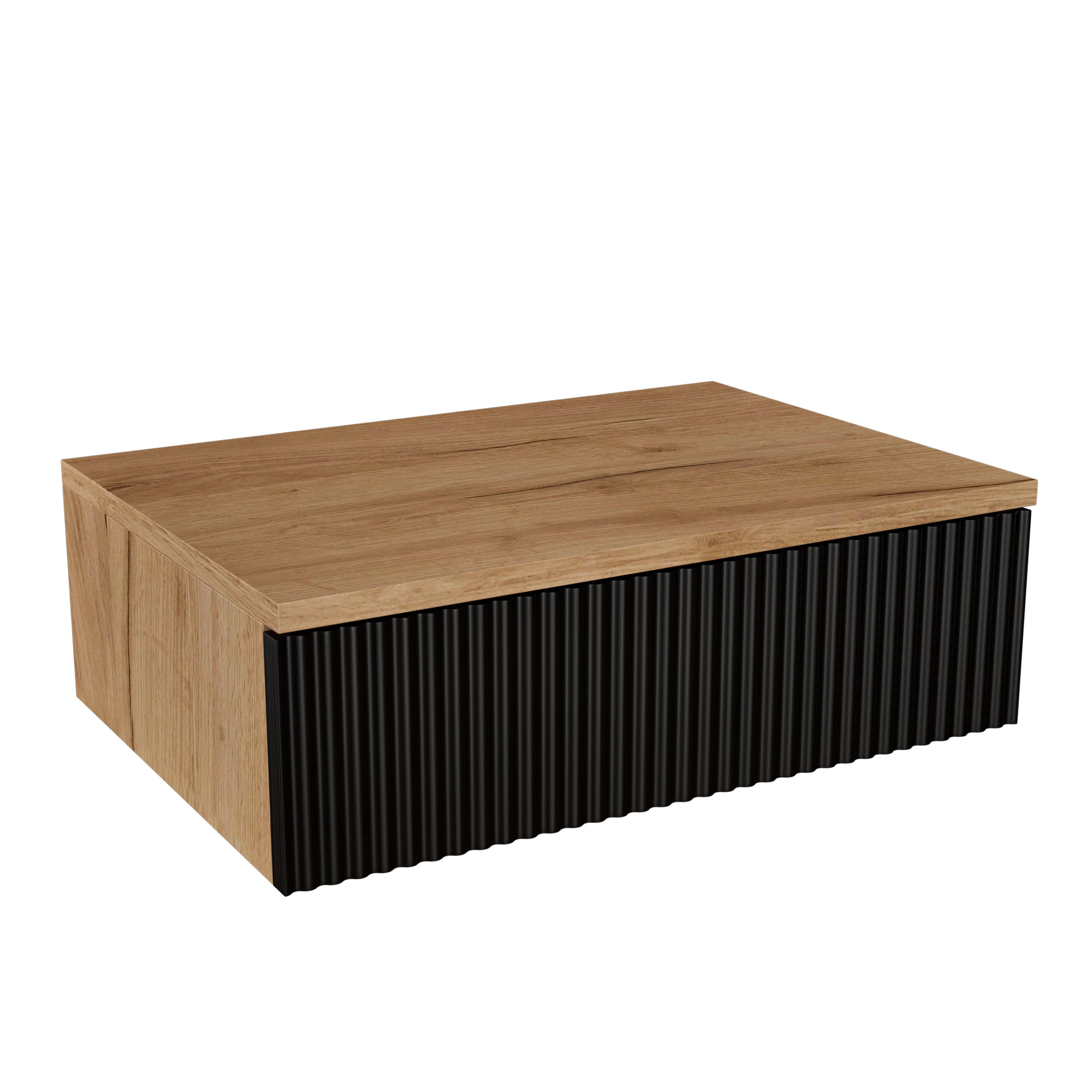 Planetmöbel Konsolentisch AMYRA (Wandmontage, 50 x 16 x 35 cm, 1-St., Gold Eiche - Schwarz), Wand-Konsole für Garderobe, Flur und Schminktisch