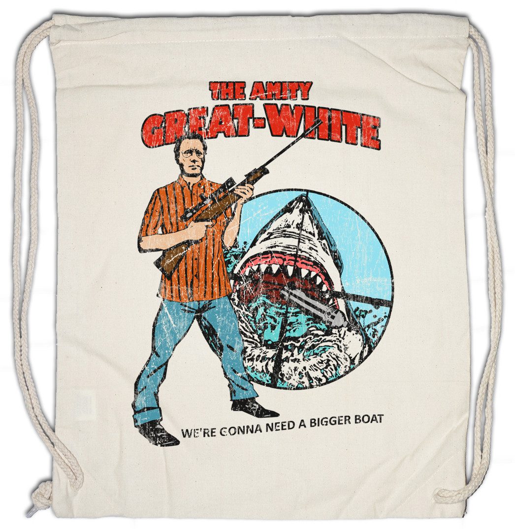 Urban Backwoods Turnbeutel The Amity Great White Turnbeutel Shark Weißer Plakat Hai White Weiße (1-tlg), Jaws Film Movie Island