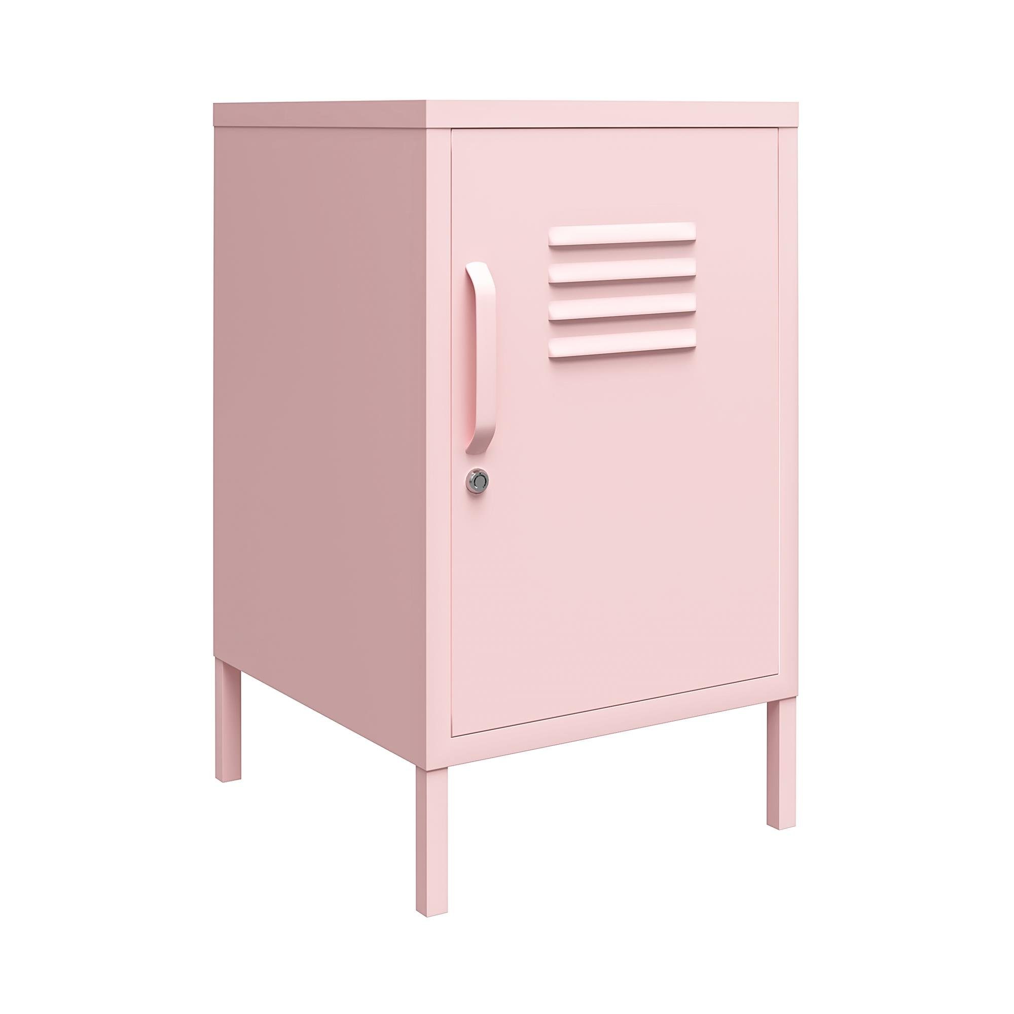 pink Nachtschrank aus im loft24 Spint-Look, Cache Metall abschließbar, Retro-Design