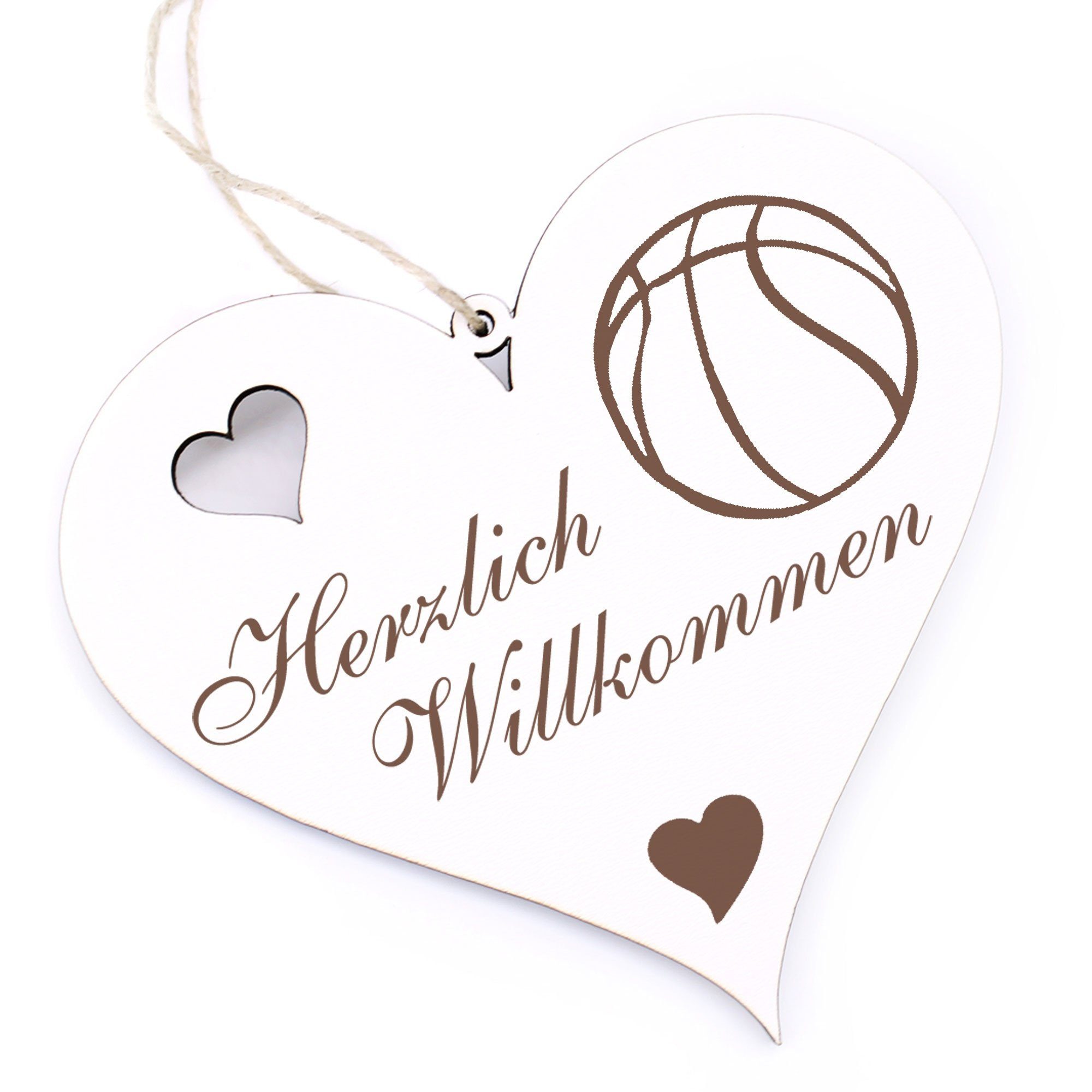 - - Herzlich Basketball Dekolando Willkommen 13x12cm Hängedekoration