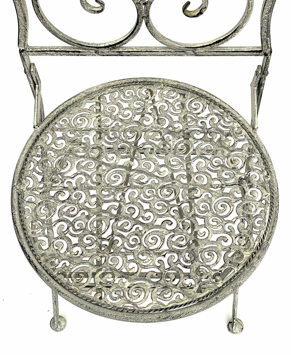 DanDiBo Gartenstuhl Metall Grau Weiß 96127 Metallstuhl Stuhl Garten Vintage Eisen Antik, Nostalgie Eisenstuhl