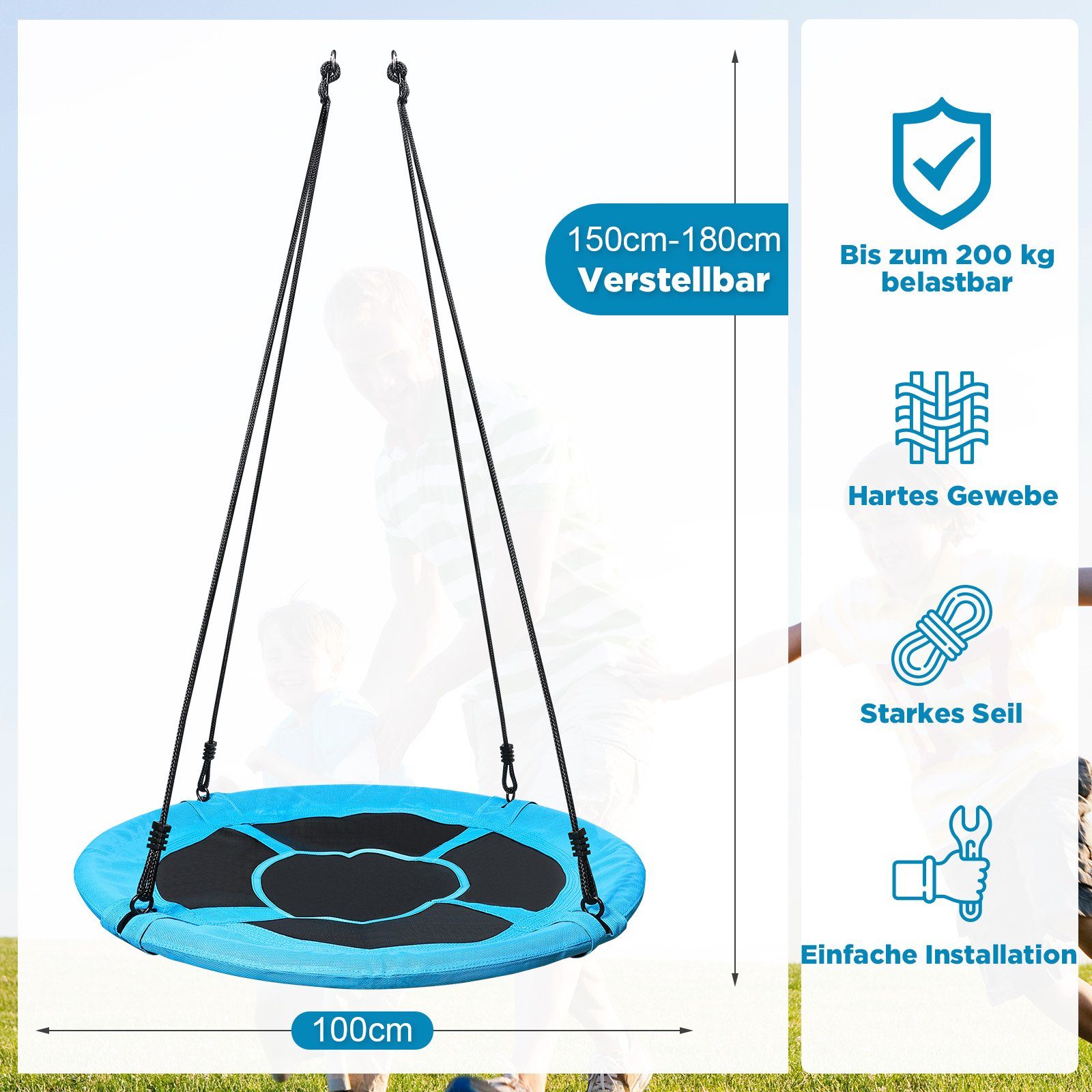 Yorbay Nestschaukel Tellerschaukel mit 150-180cm verstellbaren günstig online kaufen