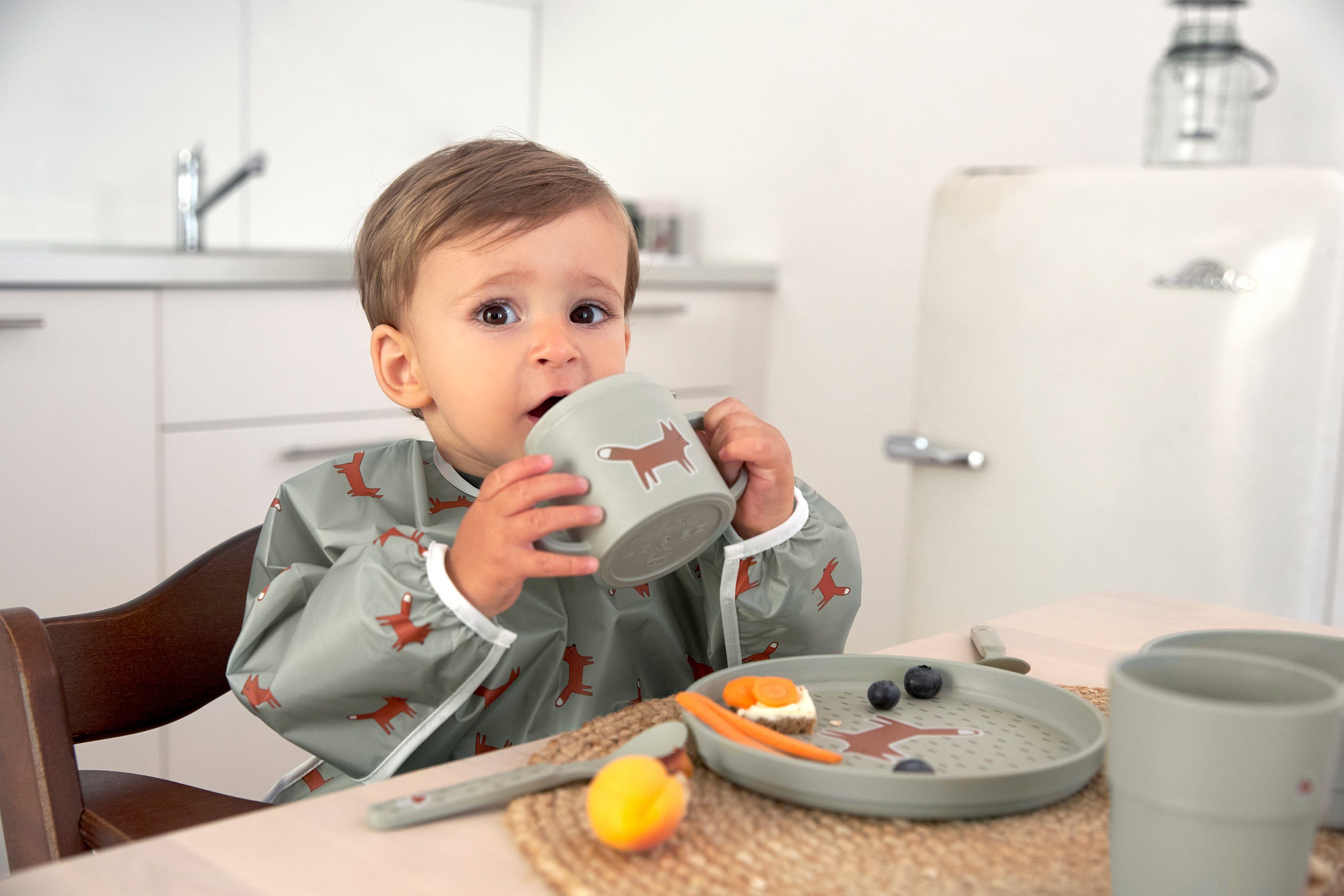 LÄSSIG Lätzchen Little Forest, Fuchs, (Set, 2-St), langärmelig, mit integriertem Auffangschutz; PETA-approved vegan