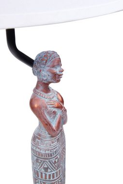 BRUBAKER Nachttischlampe Tischleuchte Afrikanische Frau in Kupfer-Optik, ohne Leuchtmittel, Motiv Lampe mit Keramikfuß, Höhe 58 cm
