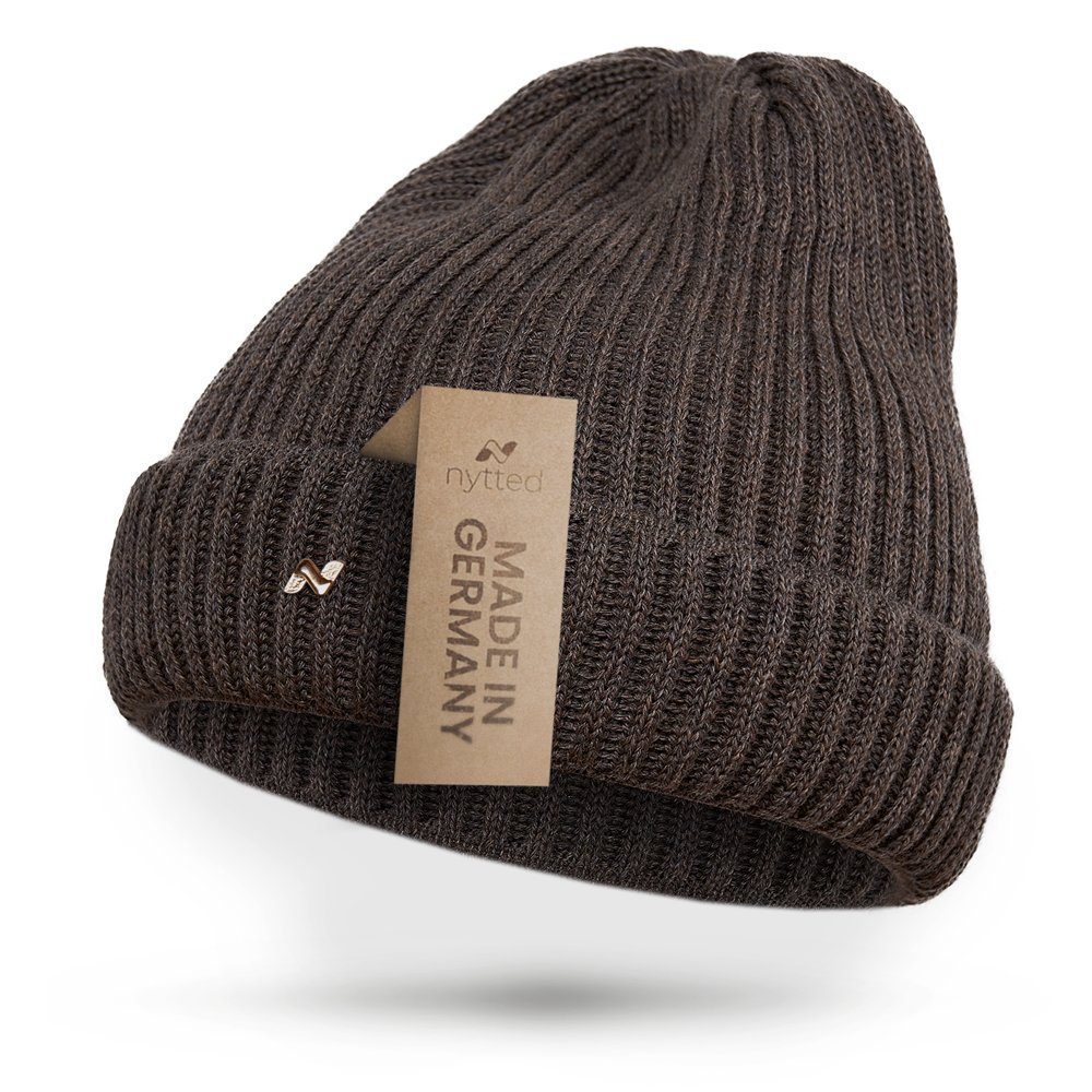 NYTTED® Strickmütze - 100% Merino-Wolle - Made in Germany - Wintermütze für Herren & Damen taupe