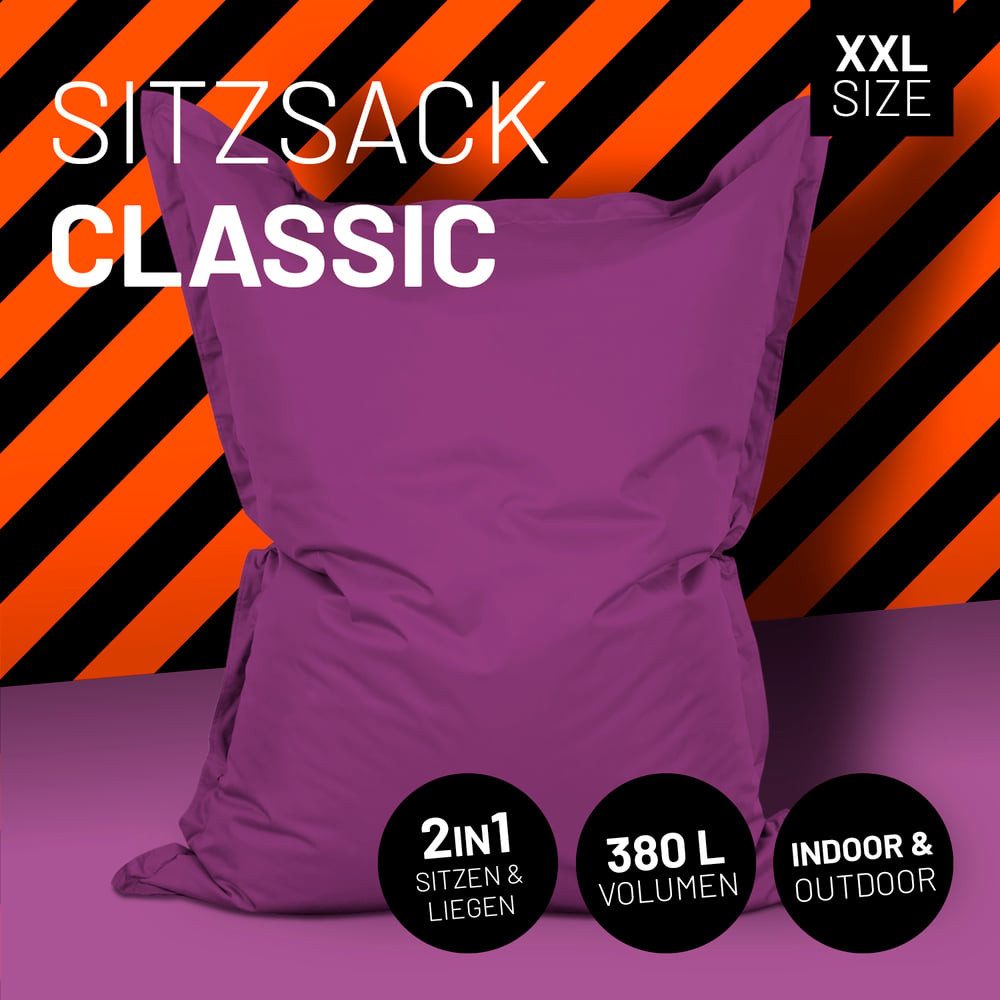 Lumaland Sitzsack XXL Bean Bag Riesen-Sitzkissen 380L 140x180cm Special Edition, Wasserfester Indoor & Outdoor BeanBag mit EPS-Perlen