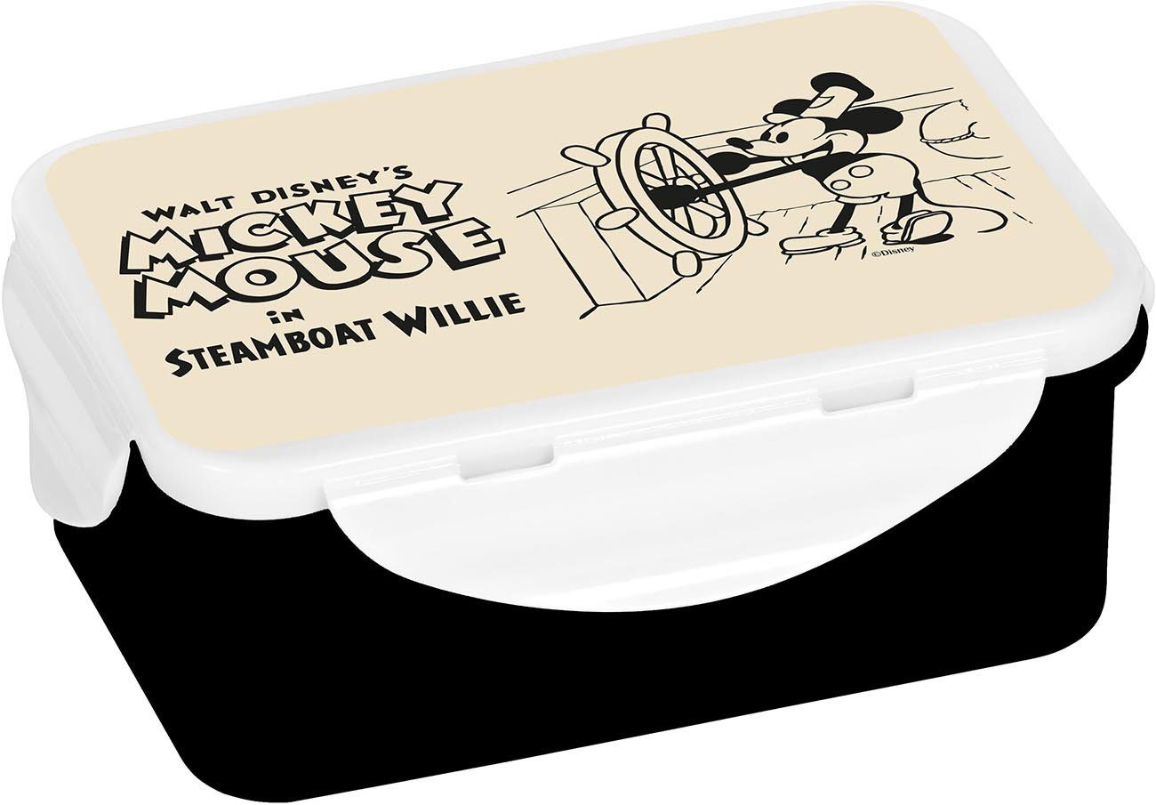 Geda Labels GmbH Lunchbox Mickey in Steamboat Willie Vintage, PP, (1-tlg), Schwarz, 18x13x8cm, spülmaschinengeeignet