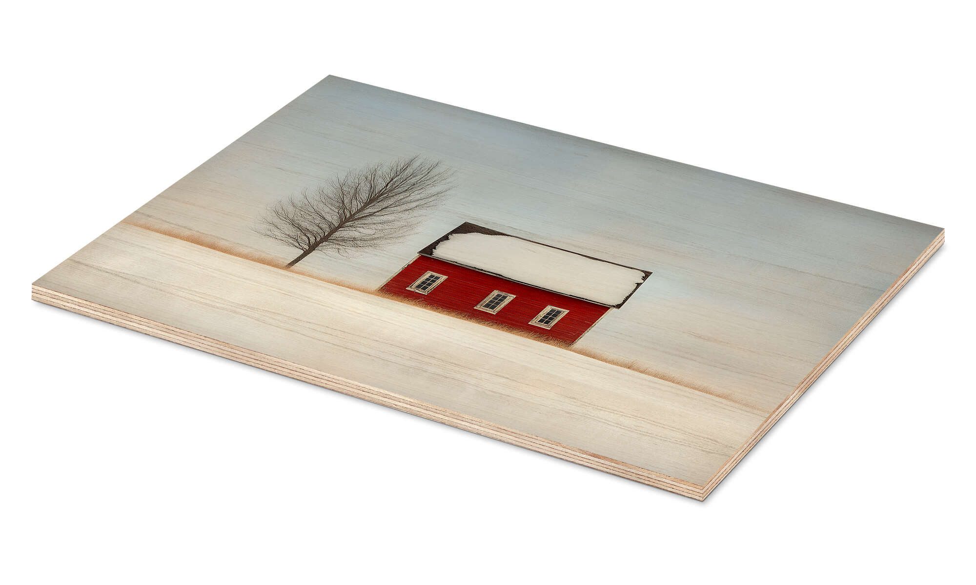 Posterlounge Wandbild Rotes Haus im Schnee, Peter Roder, erhältlich als Poster, Leinwandbild, Wandsticker oder Acrylglasbild