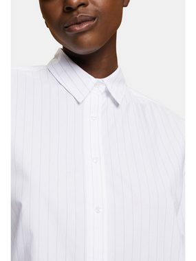 Esprit Midikleid Hemdblusenkleid mit Nadelstreifen, 100 % Baumwolle