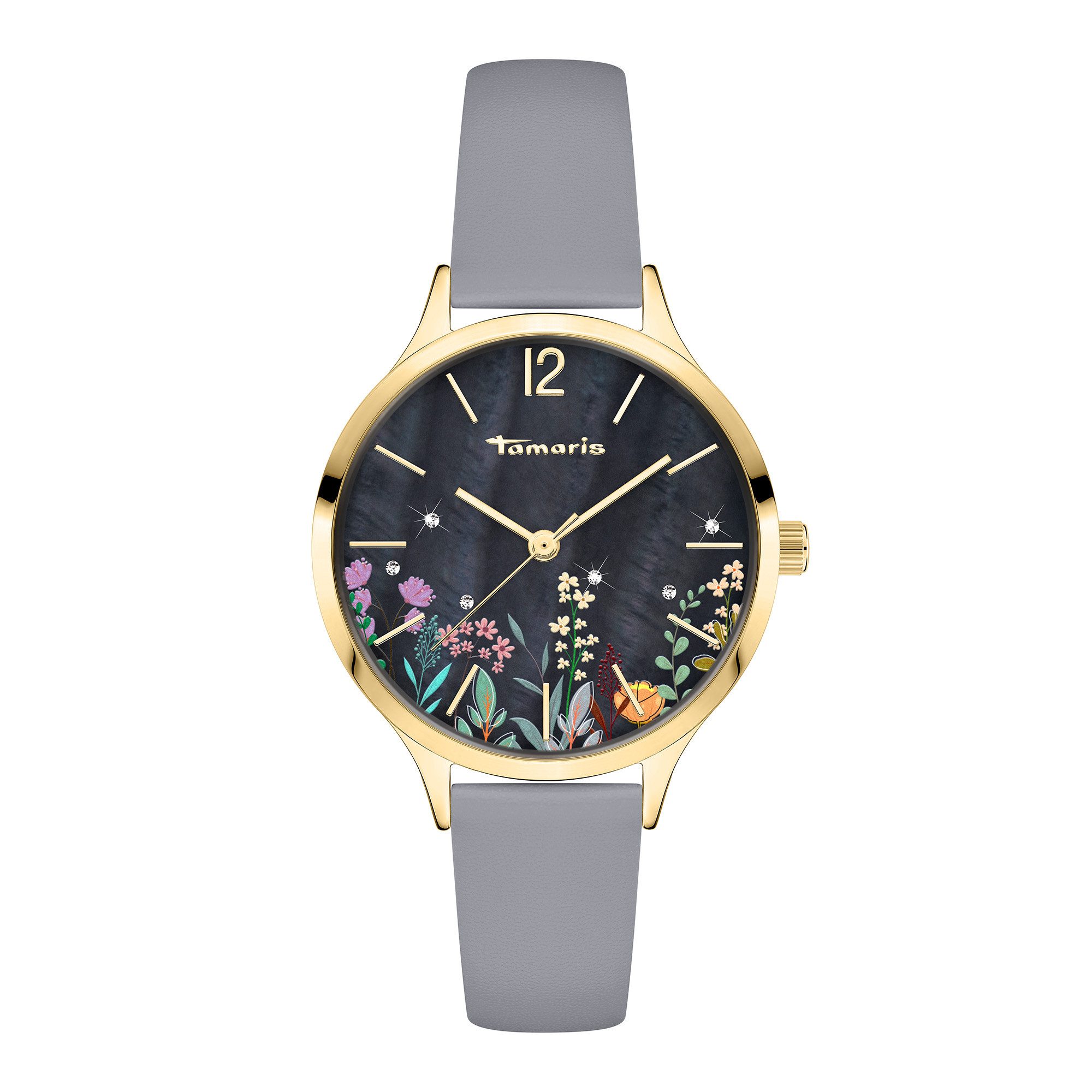 Tamaris Quarzuhr Romantic Flowers TT-0142-LQ, Armbanduhr, Damenuhr, Lederar günstig online kaufen