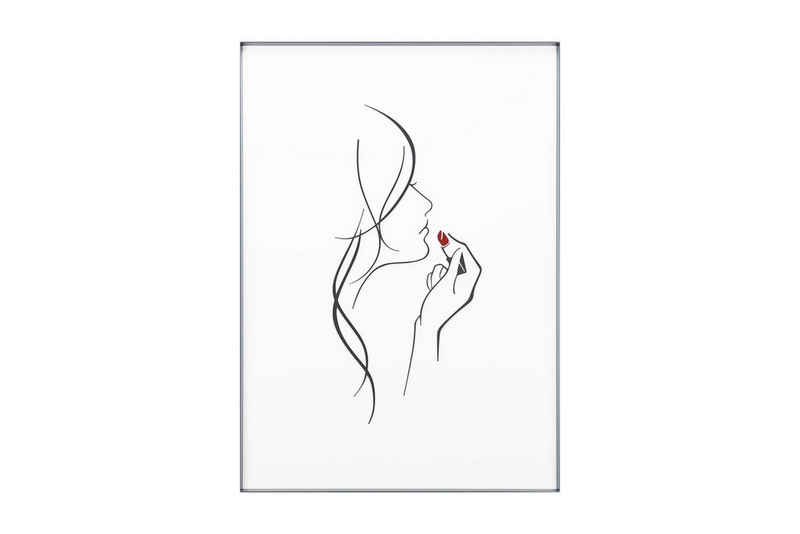 KUNSTLOFT Acrylglasbild Rubinrote Küsse 50x70x3.2 cm, handgefertigtes 3D Wandbild