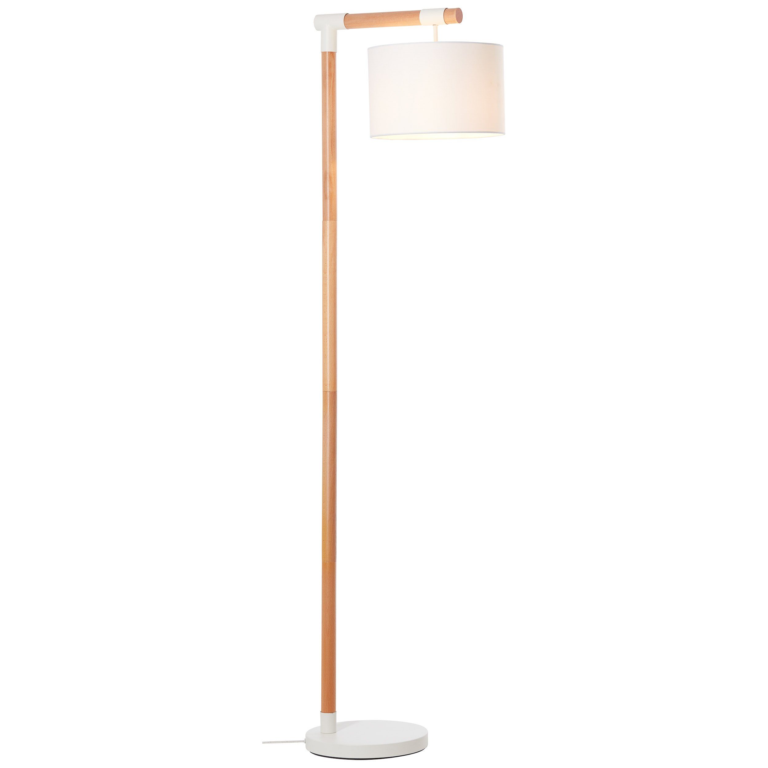 Brilliant Stehlampe Eloi, ohne Leuchtmittel, mit weißem Stoffschirm, 167,5  cm Höhe, E27, Holz/Textil, natur/weiß