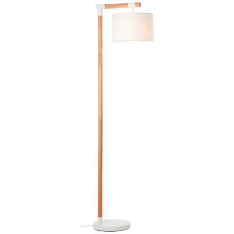 Brilliant Stehlampe Eloi, ohne Leuchtmittel, mit weißem Stoffschirm, 167,5 cm Höhe, E27, Holz/Textil, natur/weiß