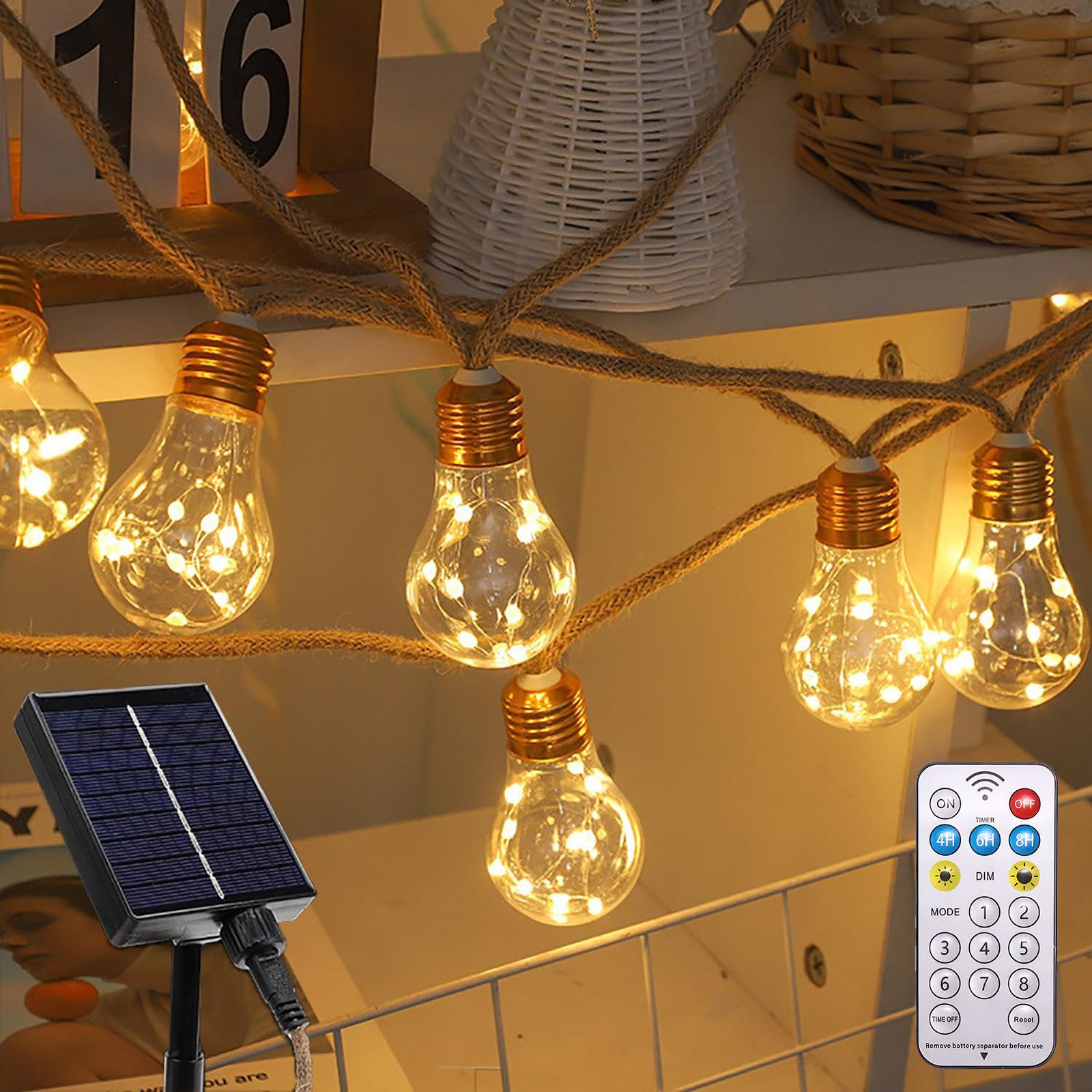 BlingBin LED-Lichterkette 8M Solar Lichterkette Aussen mit 16 Glühbirnen, S günstig online kaufen