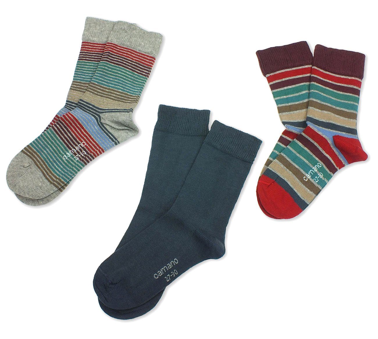 Camano Langsocken CA3795 (Packung, 3-Paar, 3 Paar) Kinder Mädchen oder Jungen Socken, Baumwolle, Unisex Kindersocken 75 smoked blue