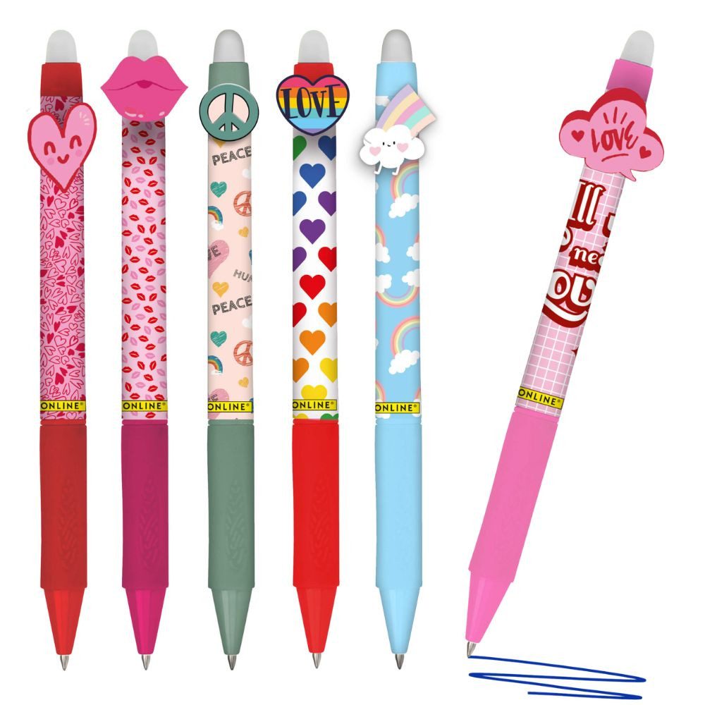 Online Pen Gelroller magiXX Fun Love, Radierbare Gelschreiber, 6 Stück, radierbar, 6er Set, löschbar
