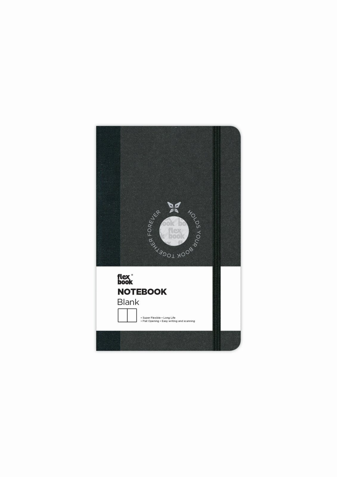 Flexbook Notizbuch Flexbook Globel Notizbuch blanko/linierte Seiten Elastikband verschied 9 * 14 cm / Blanko / Schwarz