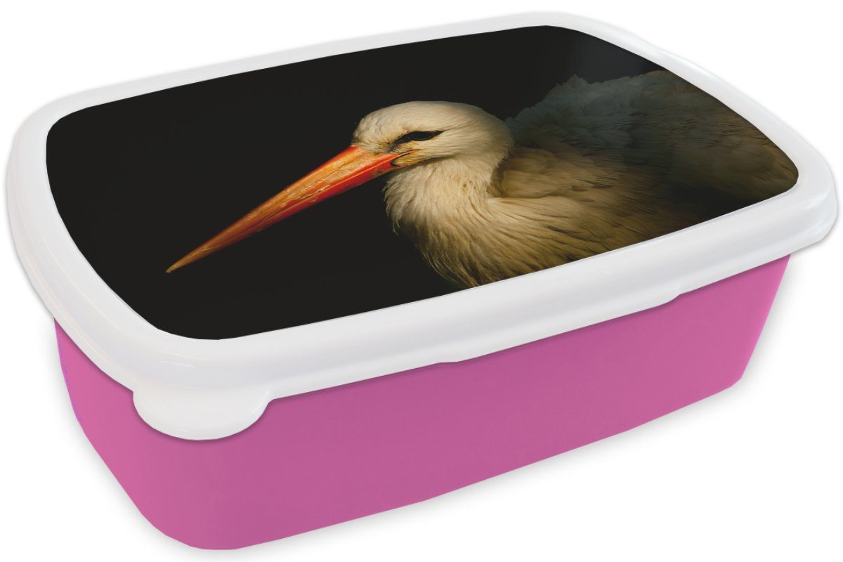 Brotbox Erwachsene, Federn, für Mädchen, - Snackbox, (2-tlg), rosa MuchoWow - Vogel Kunststoff, Lunchbox Kunststoff Schnabel Brotdose Kinder,