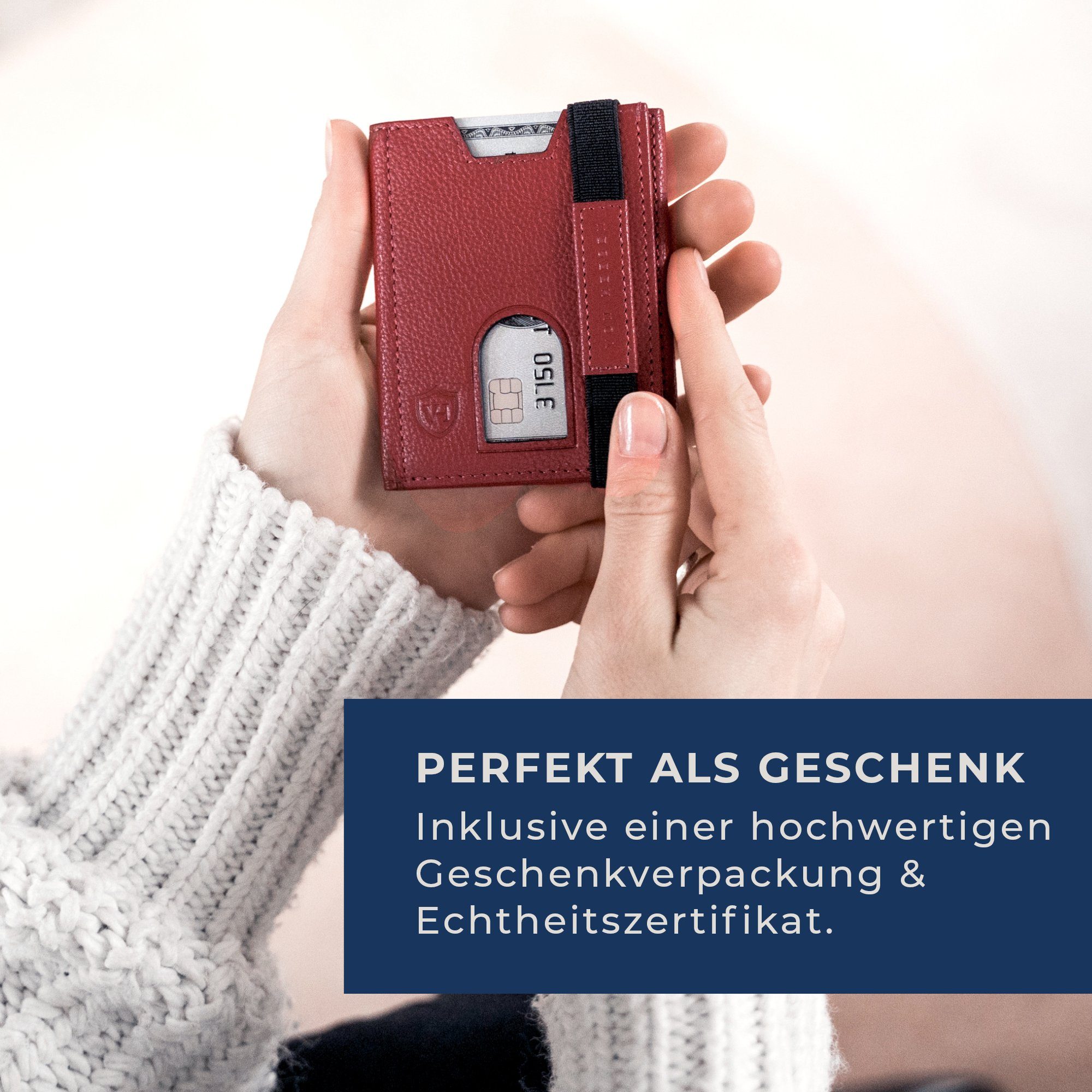 mit 6 Geldbörse Wallet Whizz Portemonnaie Kartenfächer, Rot Geldbeutel Geschenkbox inkl. & RFID-Schutz Slim Wallet HEESEN VON