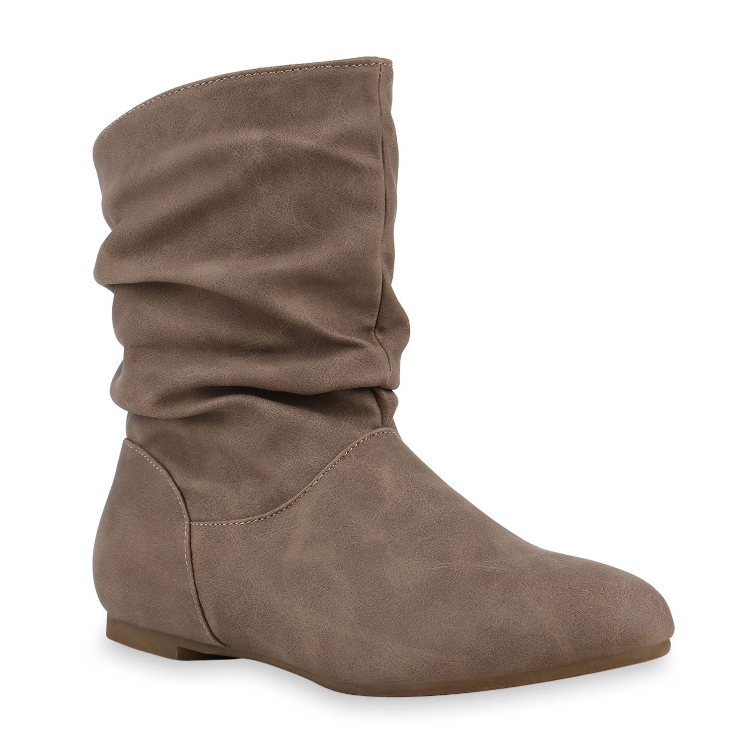VAN HILL 902283 Schlupfboots Damen Schlupfstiefel Leder-Optik Stiefeletten Bequeme