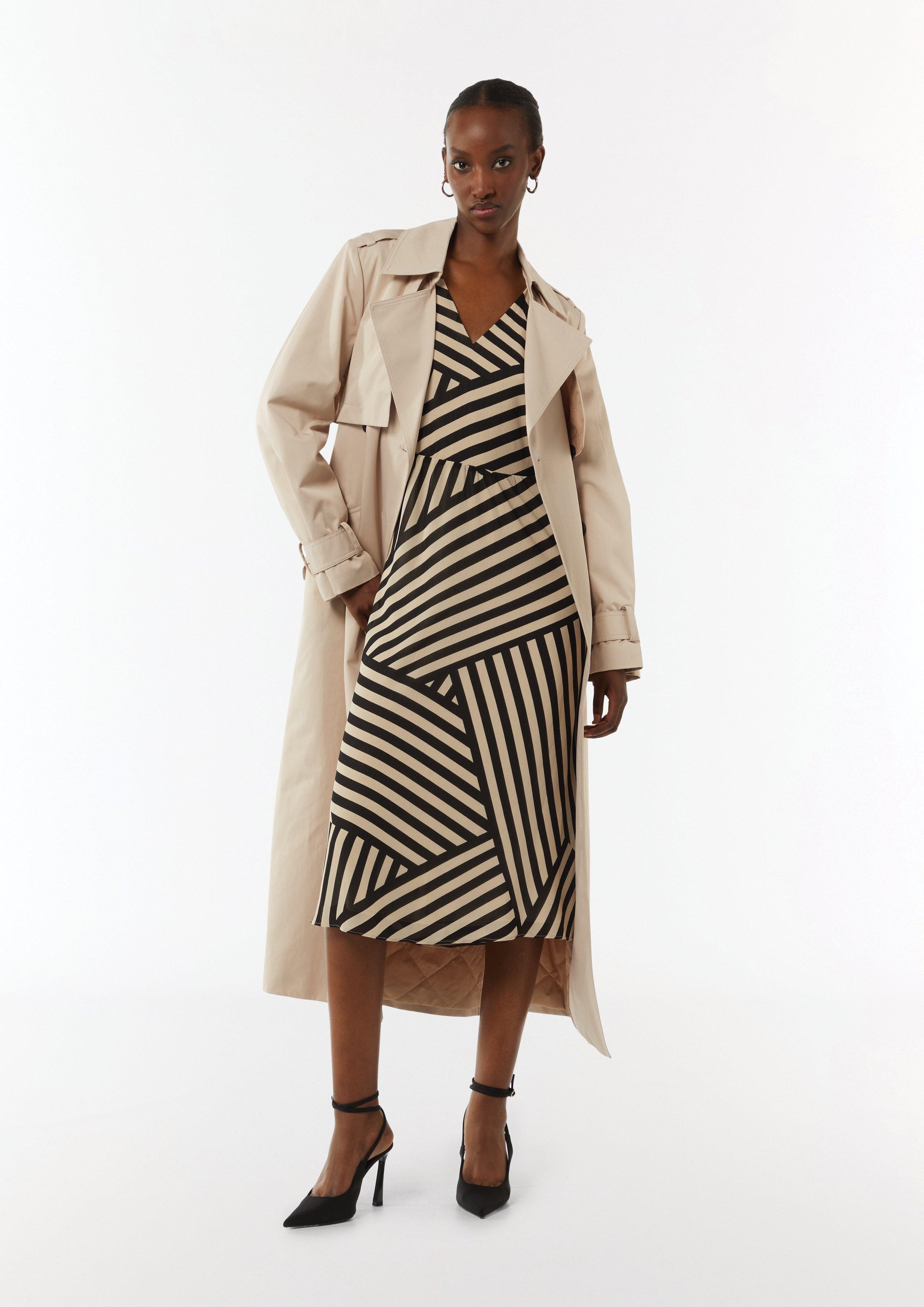 Comma Maxikleid Gestreiftes Midikleid aus Chiffon günstig online kaufen
