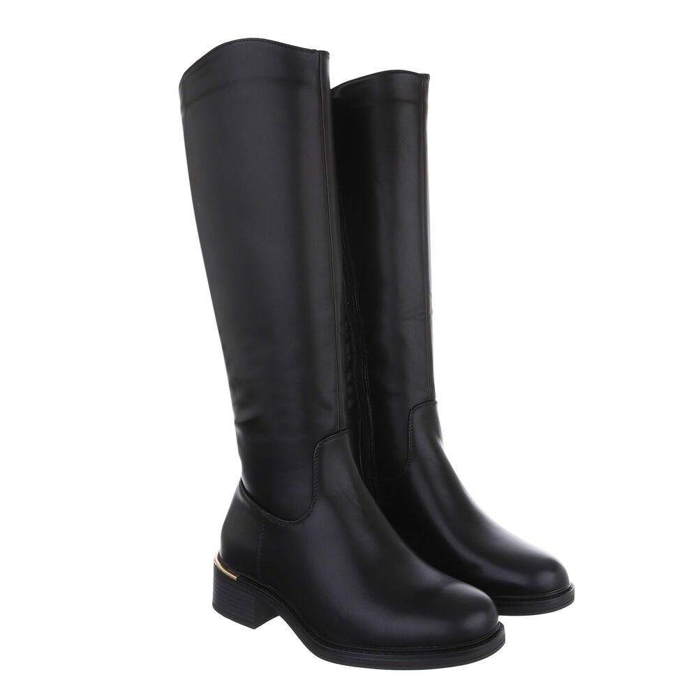 Ital-Design Damen Overknee-Stiefel mit Blockabsatz, Schlupfdesign Stiefel (84463199) Blockabsatz Klassische Stiefel in Schwarz – Bild 4 von 4