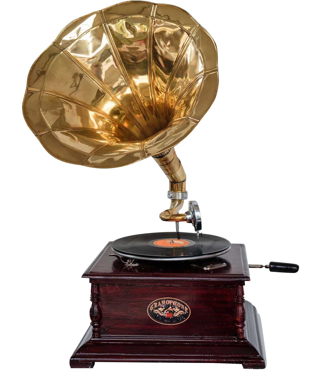 Aubaho Dekoobjekt Nostalgie Grammophon Gramophone Dekoration mit Trichter Grammofon Anti