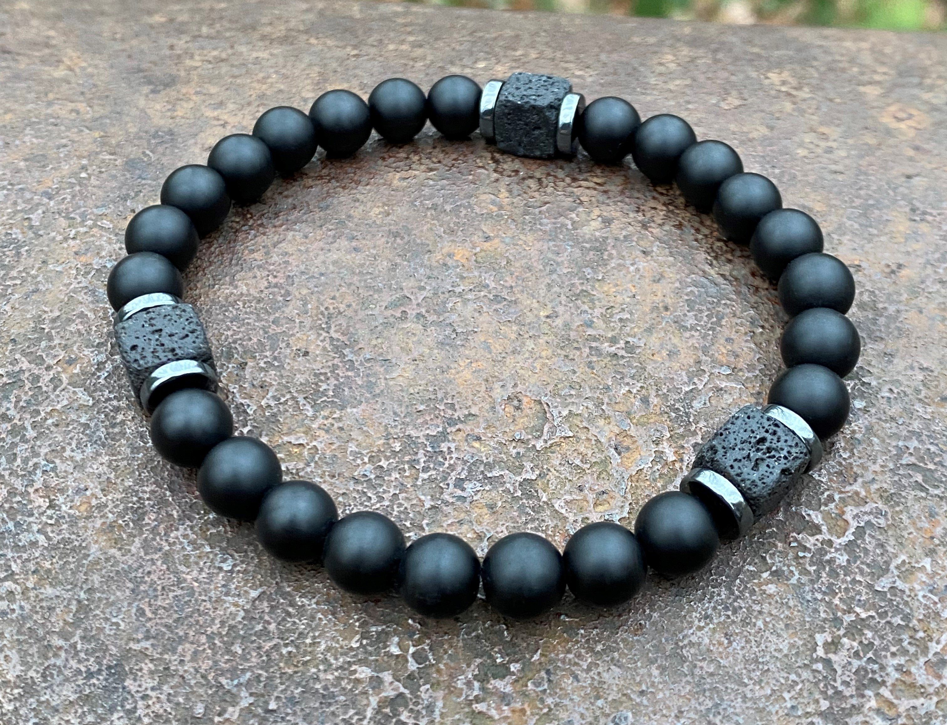 NAHLE Perlenarmband Naturstein Armband Lavastein Onyx (inklusive Geschenkbo günstig online kaufen