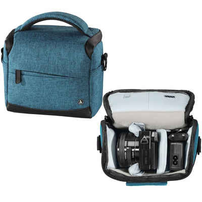 Hama Kameratasche Kamera-Tasche Trinidad Foto-Tasche Universal Blau, Case Schultergurt Tragegriff Zubehör-Fächer Digitalkamera Systemkamera