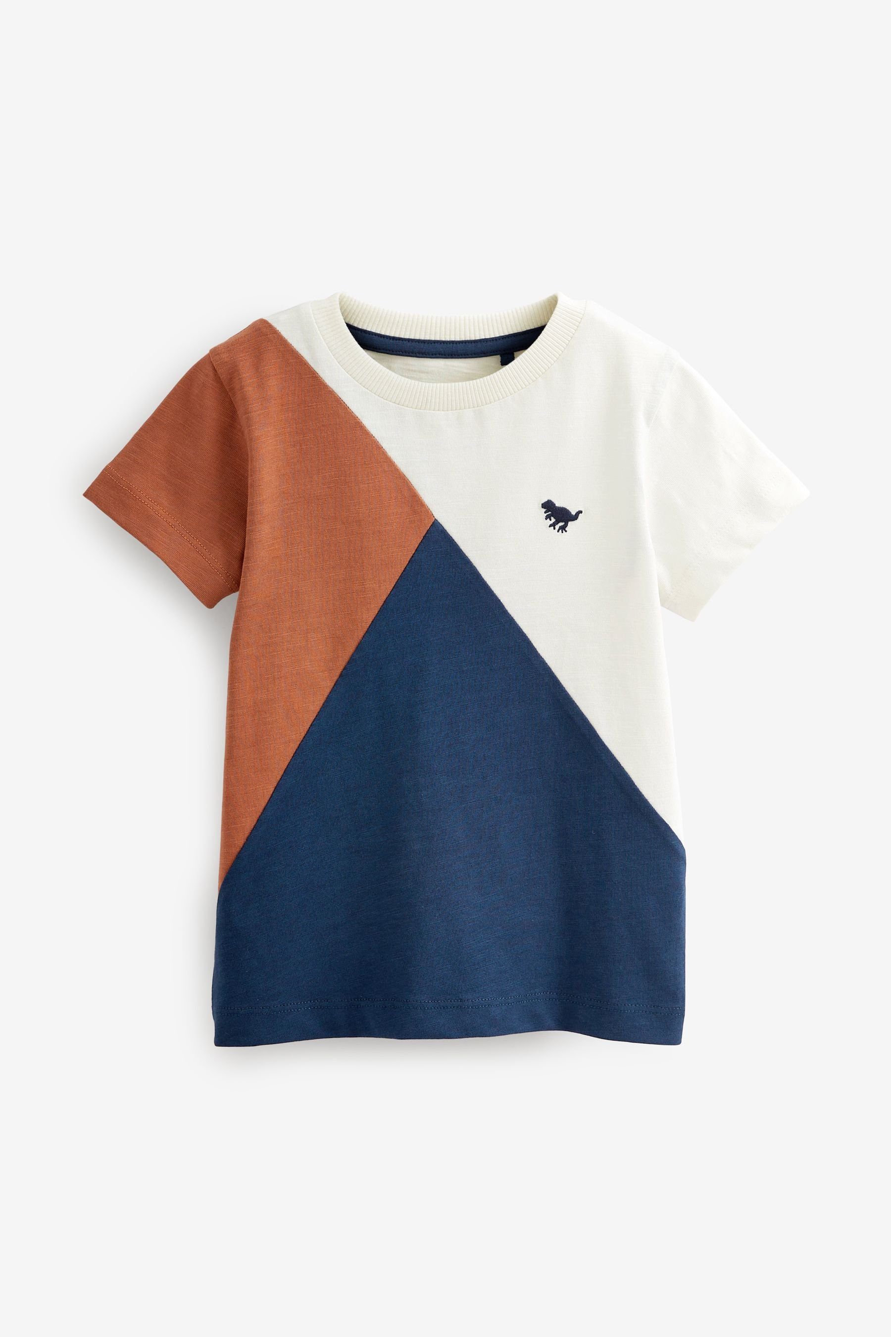 Next T-Shirt T-Shirt in Colourblock-Optik (1-tlg) Rust Brown & Navy