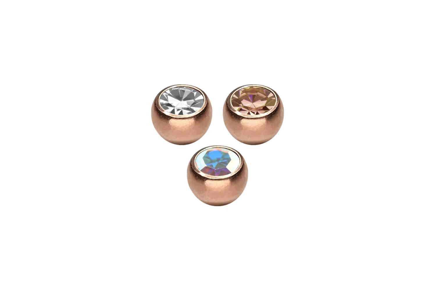 PIERCINGLINE Piercing-Set SET Chirurgenstahl Schraubkugel KRISTALL (Schraub-Aufsätze, 3er SET2 = 1,2 mm Gewinde)