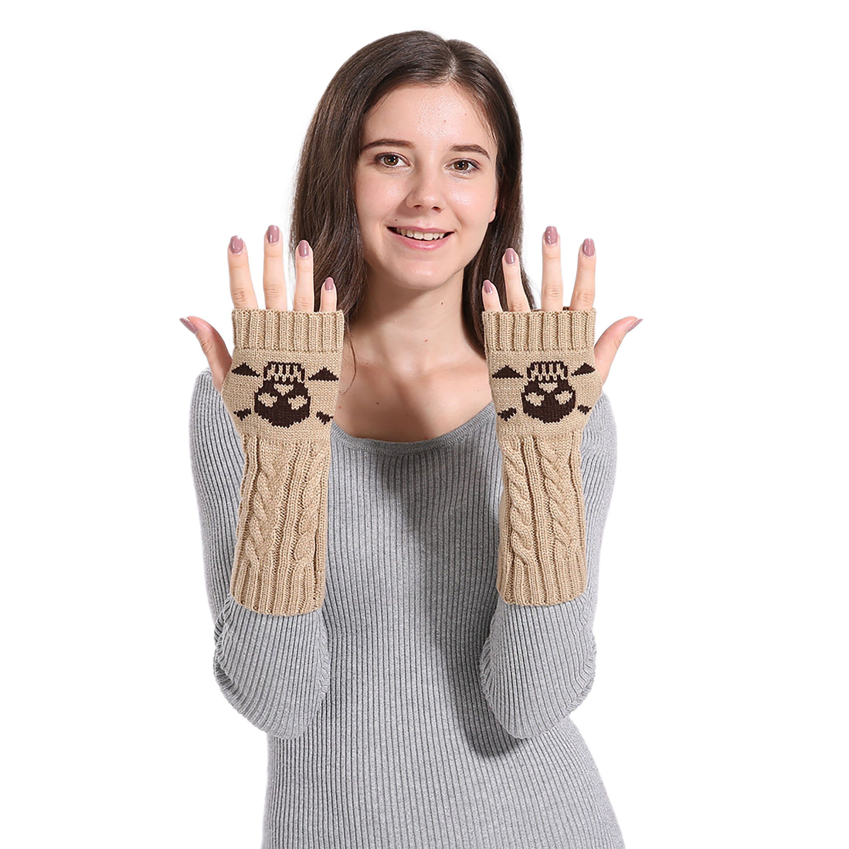SRRINM Trikot-Handschuhe Warme kurze Handschuhe aus Wolle, gestrickt mit Twist