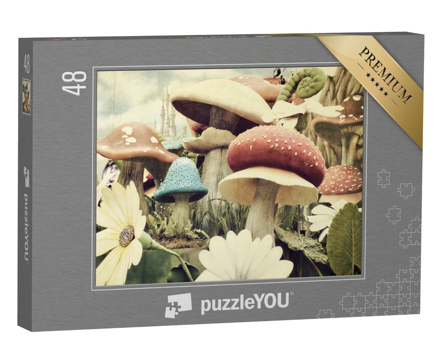 puzzleYOU Puzzle Grunge Texturierter Garten, 48 Puzzleteile, puzzleYOU-Kollektionen