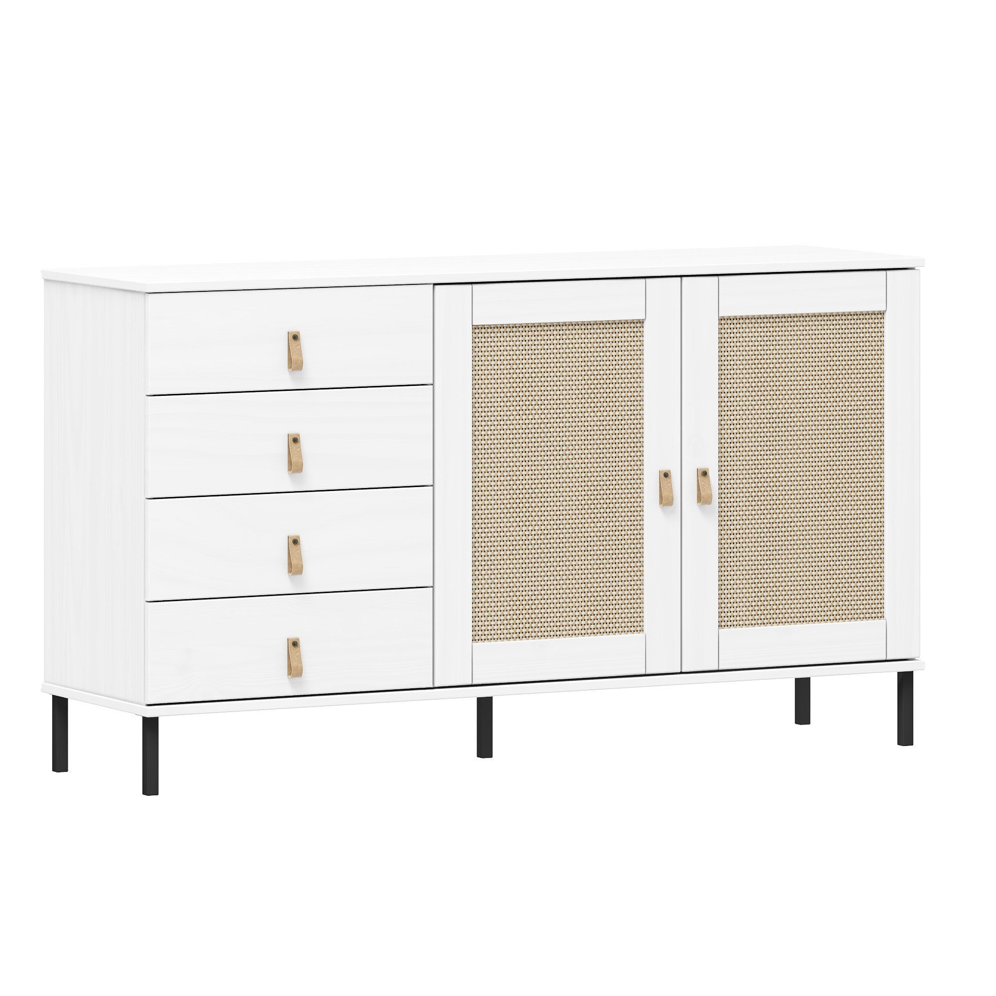 140x80x40 Sideboard Valencia, BxHxT lackiert, weiß Woodroom massiv cm Kiefer