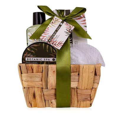 ACCENTRA Pflege-Geschenkset "Olive Spa" Geschenkset im Seegras-Körbchen Duft: Olive, bereits verpackt für direktes Verschenken