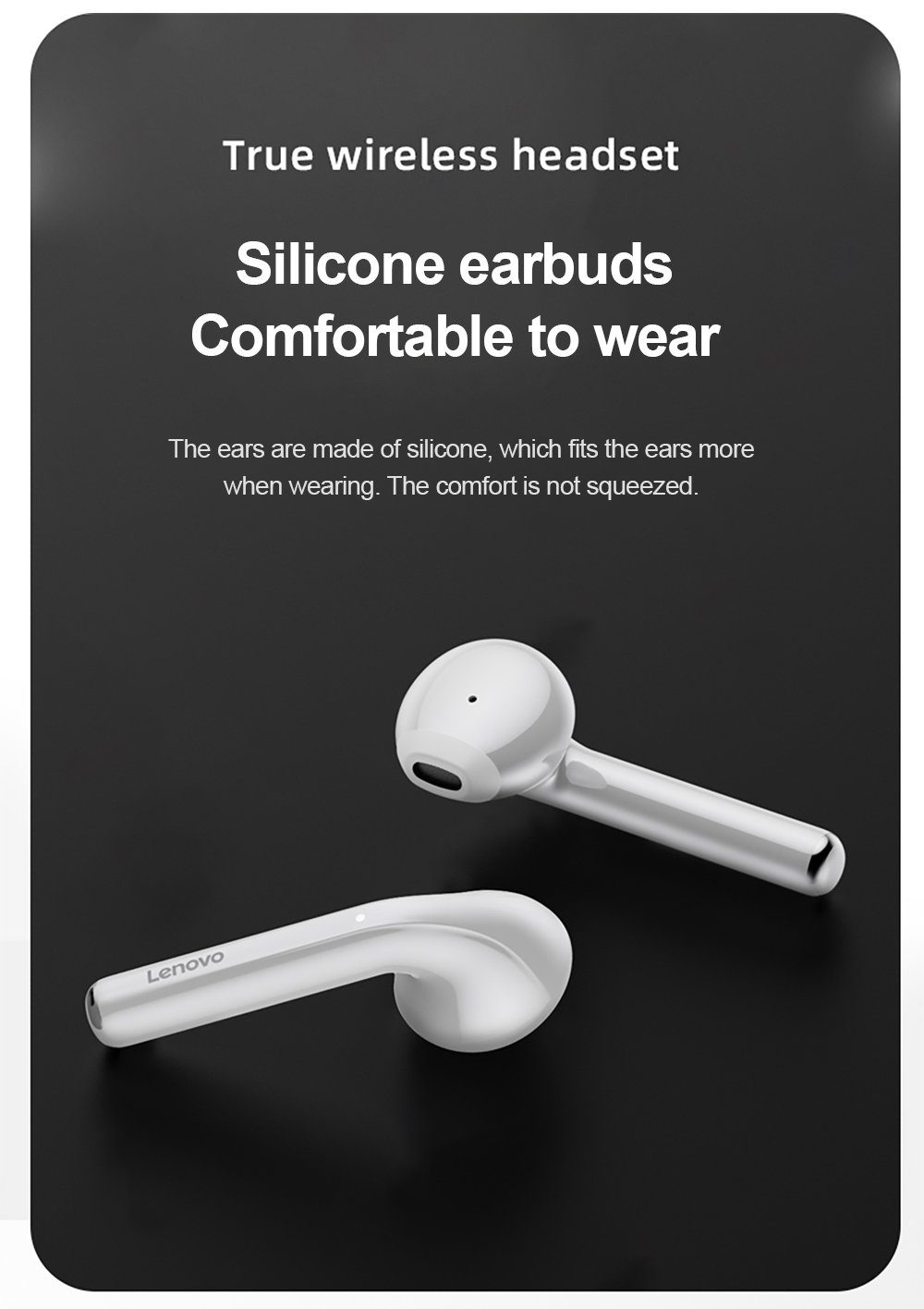 Lenovo LP2 mit Touch-Steuerung Bluetooth-Kopfhörer Google Bluetooth Ohrhörer Wireless, Stereo - Weiß) kabellos, Kopfhörer-Ladehülle 5.0, (True 350 mit Assistant, Siri, mAh