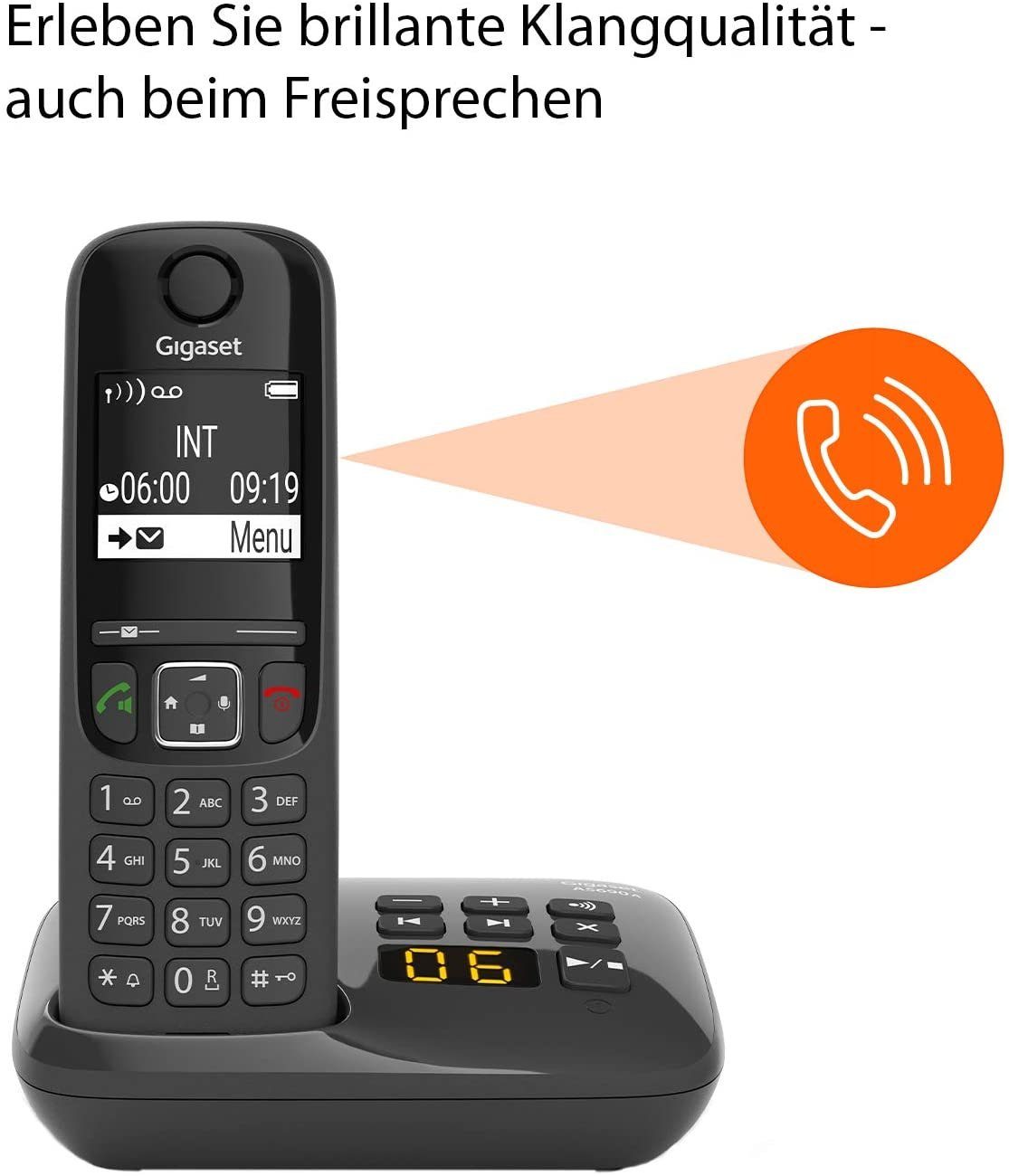 Gigaset Gigaset AS690A Duo - 2 Schnurlose Telefone mit Anrufbeantworter Schnurloses DECT-Telefon (Mobilteile: 2, mit Anrufbeantworter & Freisprechen & Eco Dect) – Bild 4 von 4