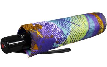 Knirps® Taschenregenschirm leichter, kompakter Schirm mit Auf-Zu-Automatik, schönes Design für Damen - farbenfroh bunt Surf
