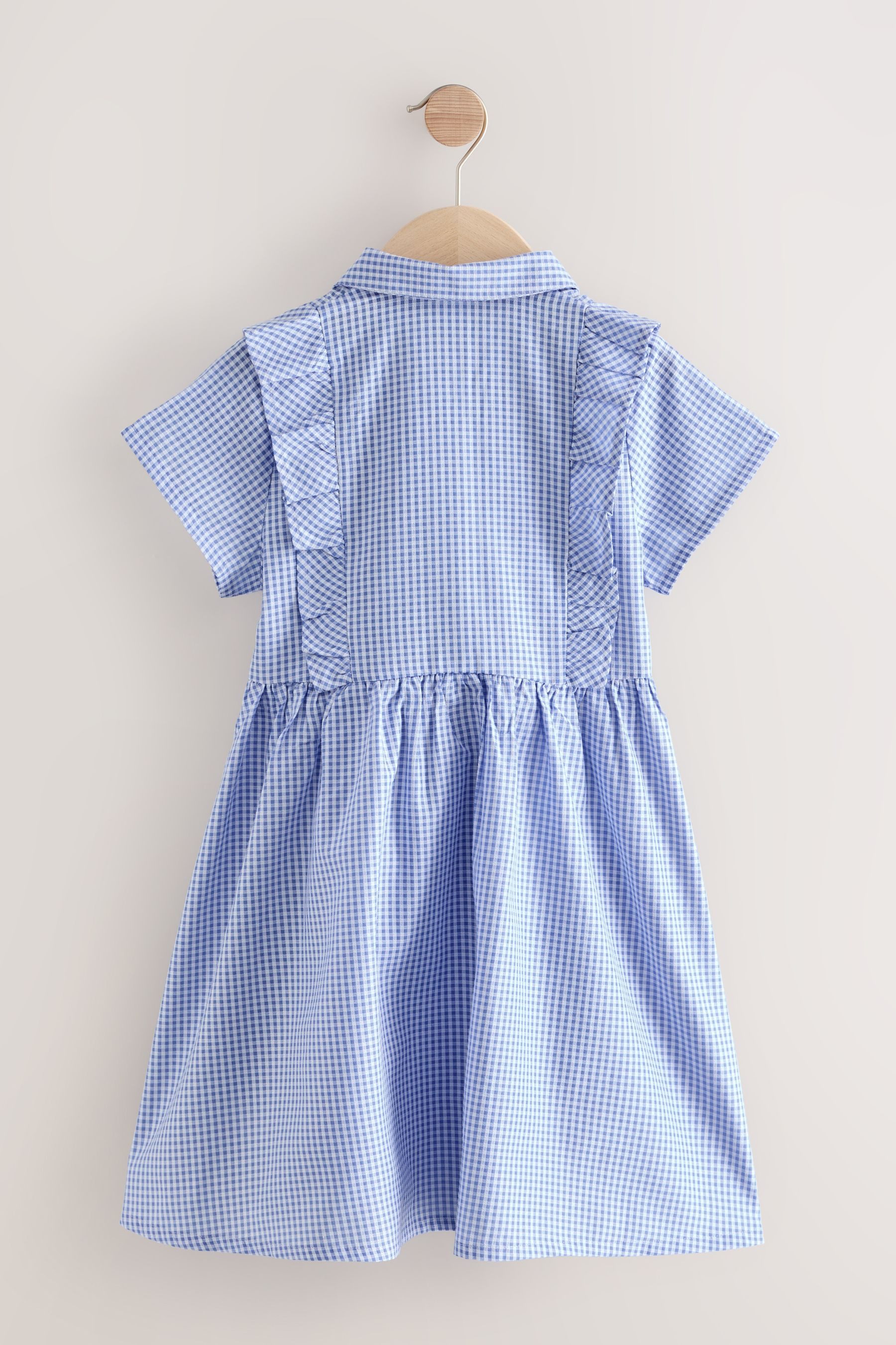Next Hemdblusenkleid Schulkleid mit Vichykaros und Rüschen (1-tlg) – Bild 2 von 5