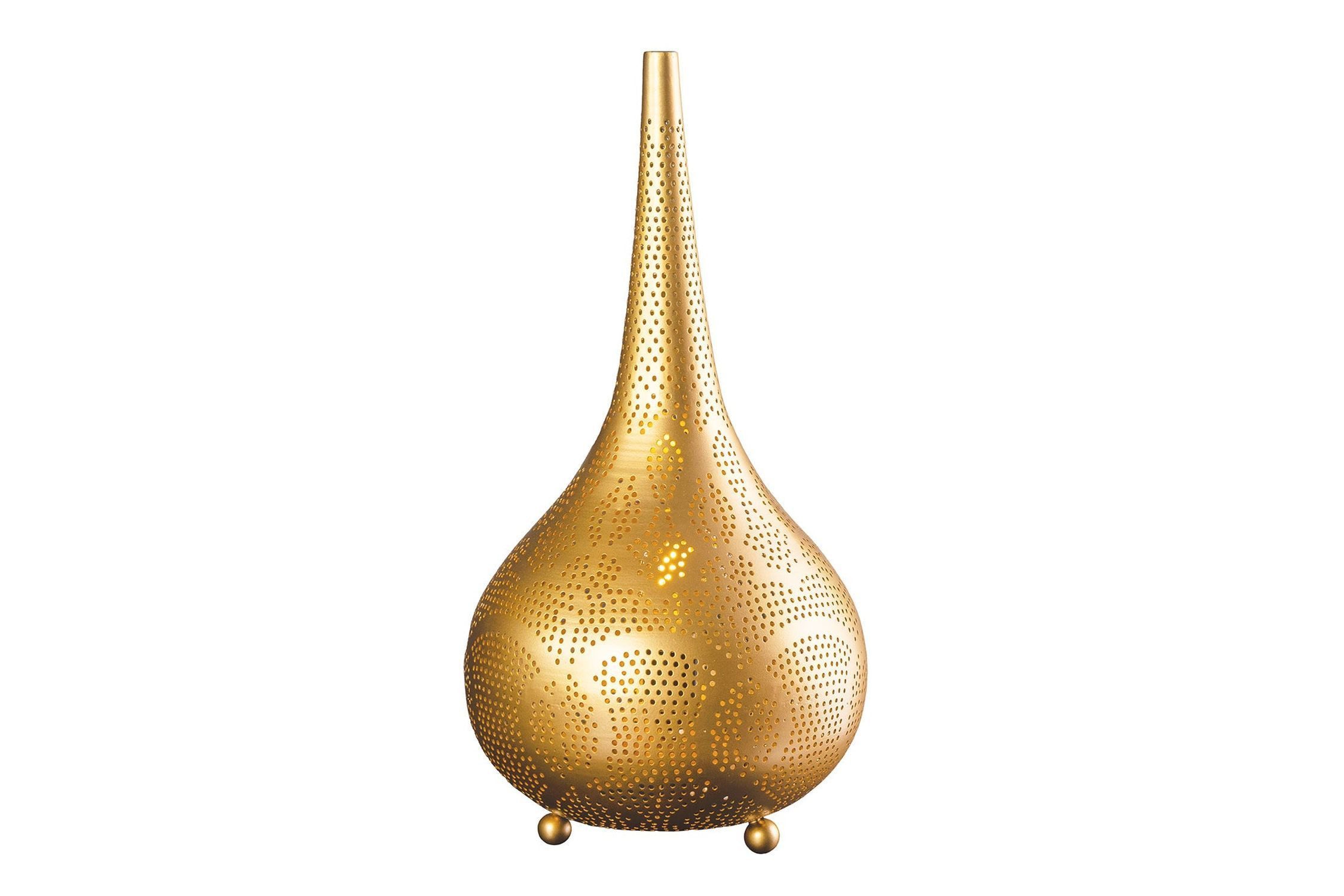 Licht-Erlebnisse Nachttischlampe TODI, ohne Leuchtmittel, Eisen 52 cm in Gold E27 Orientalisch dekorativ
