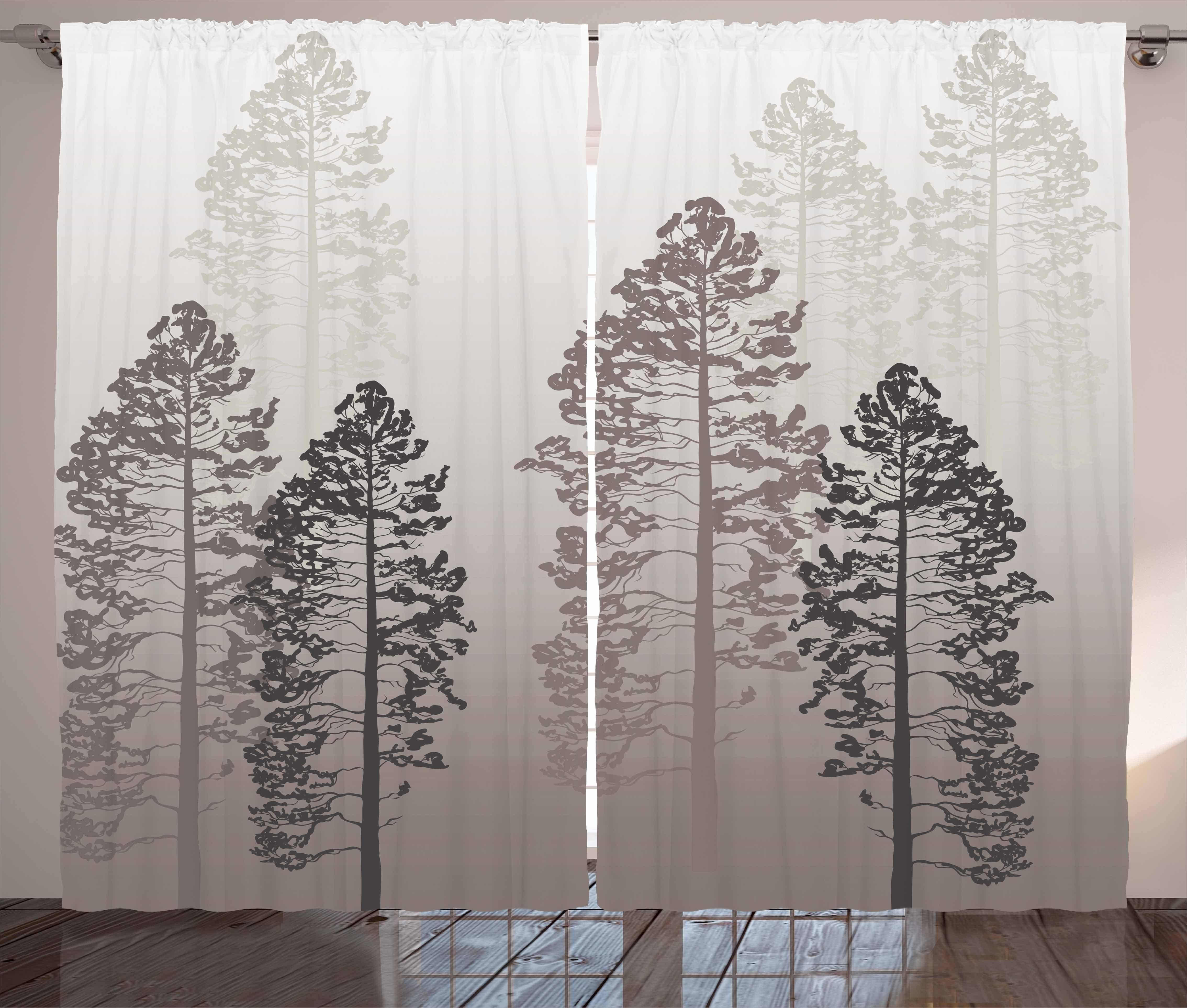 Vorhang Schlafzimmer und Grau mit Haken, Abakuhaus, Themed Schlaufen Kräuselband Gardine Wilde Forest Pine